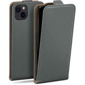 moex moex Flip Case iPhone 15 Klapphülle Leder Optik – Anthracite-Gray