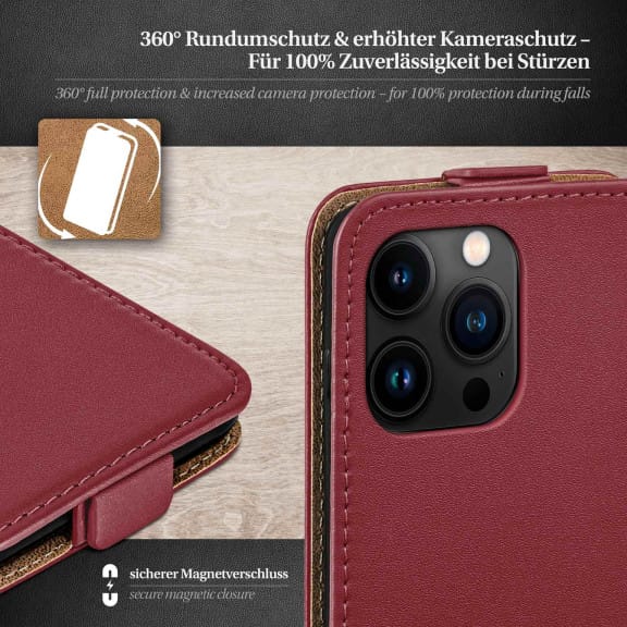moex Flip Case iPhone 16 Pro Max Klapphülle Leder Optik – Weiteres Produktbild 3