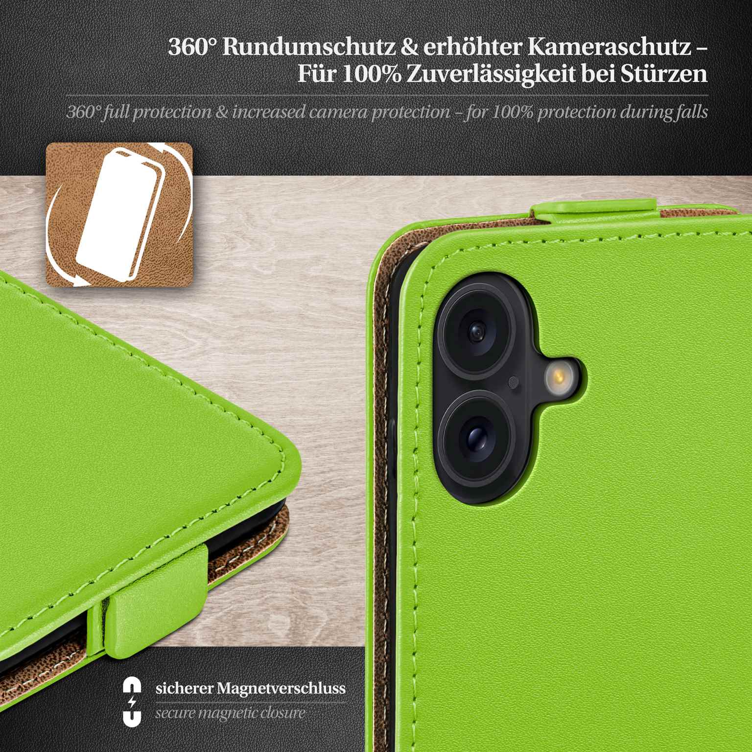 moex Flip Case iPhone 16 Klapphülle Leder Optik – Weiteres Produktbild 3 moex Flip Case iPhone 16 Klapphülle Leder Optik – Weiteres Produktbild 3