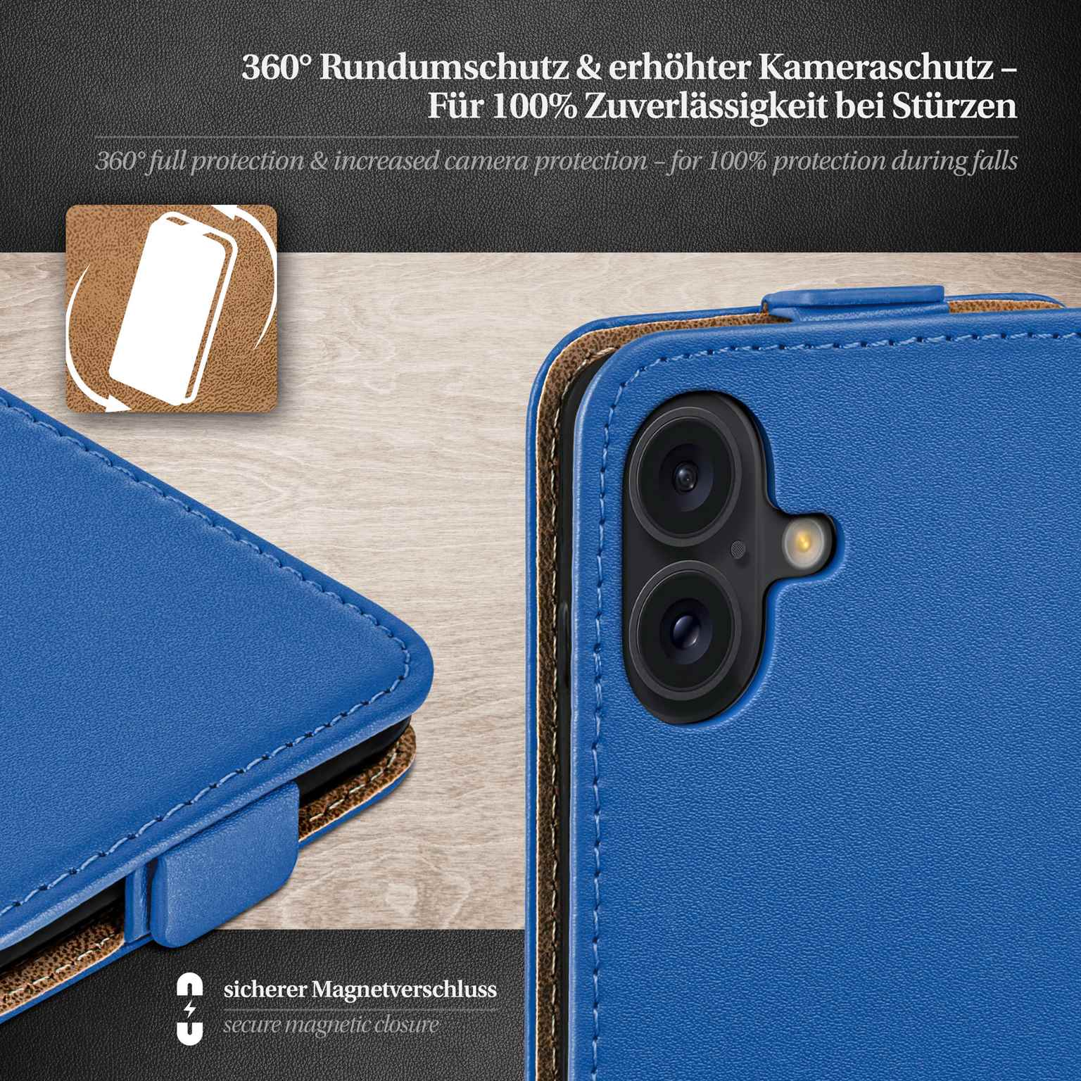 moex Flip Case iPhone 16 Klapphülle Leder Optik – Weiteres Produktbild 3 moex Flip Case iPhone 16 Klapphülle Leder Optik – Weiteres Produktbild 3