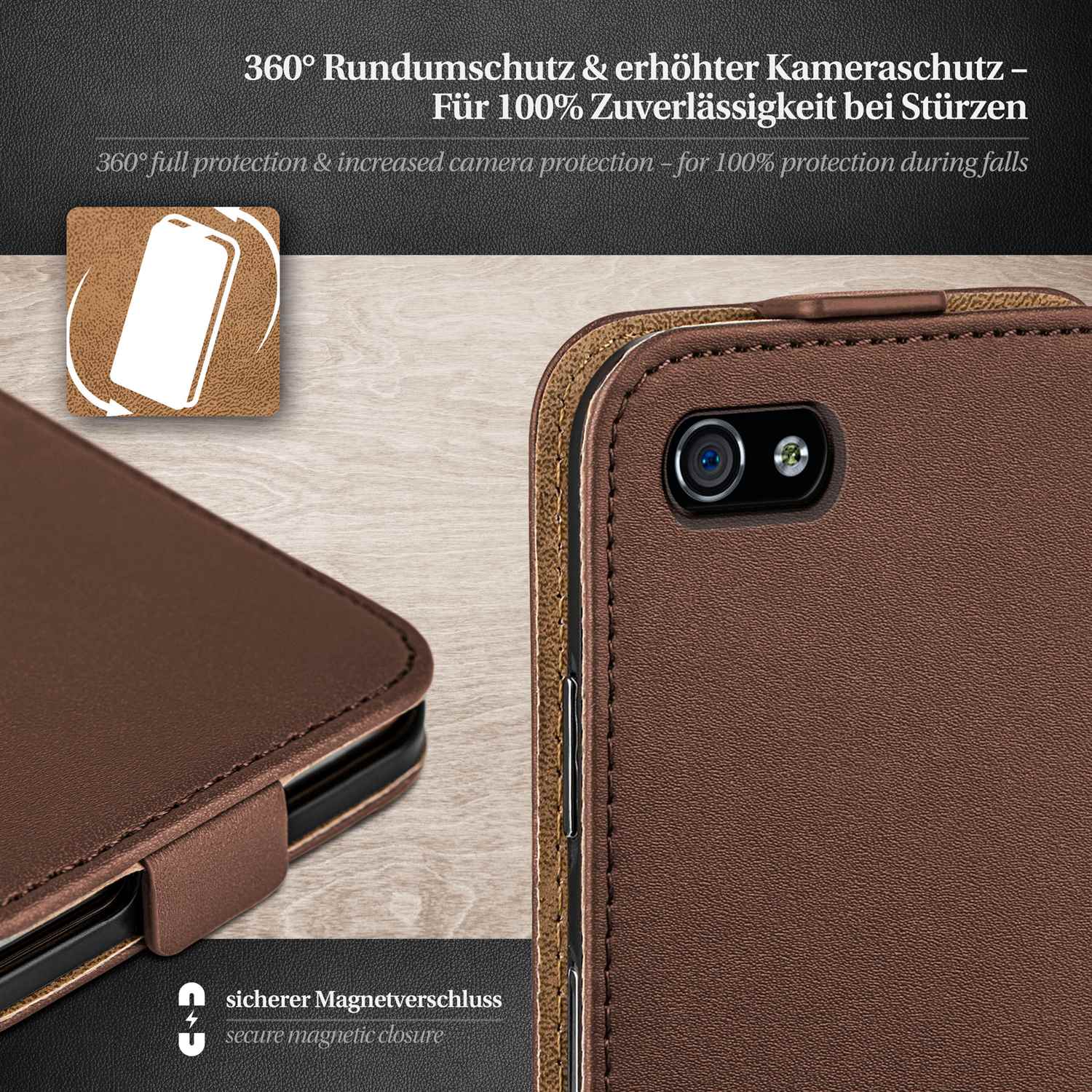 moex Flip Case iPhone 4 Klapphülle Leder Optik – Weiteres Produktbild 2