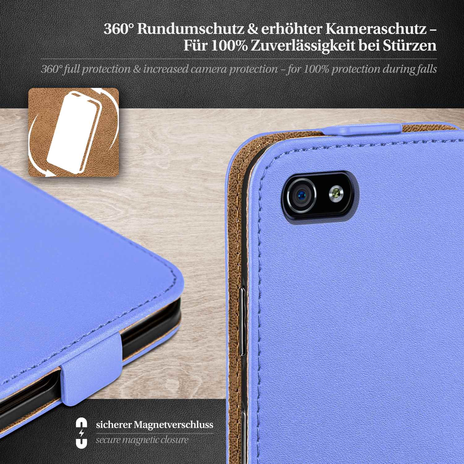 moex Flip Case iPhone 4 Klapphülle Leder Optik – Weiteres Produktbild 2