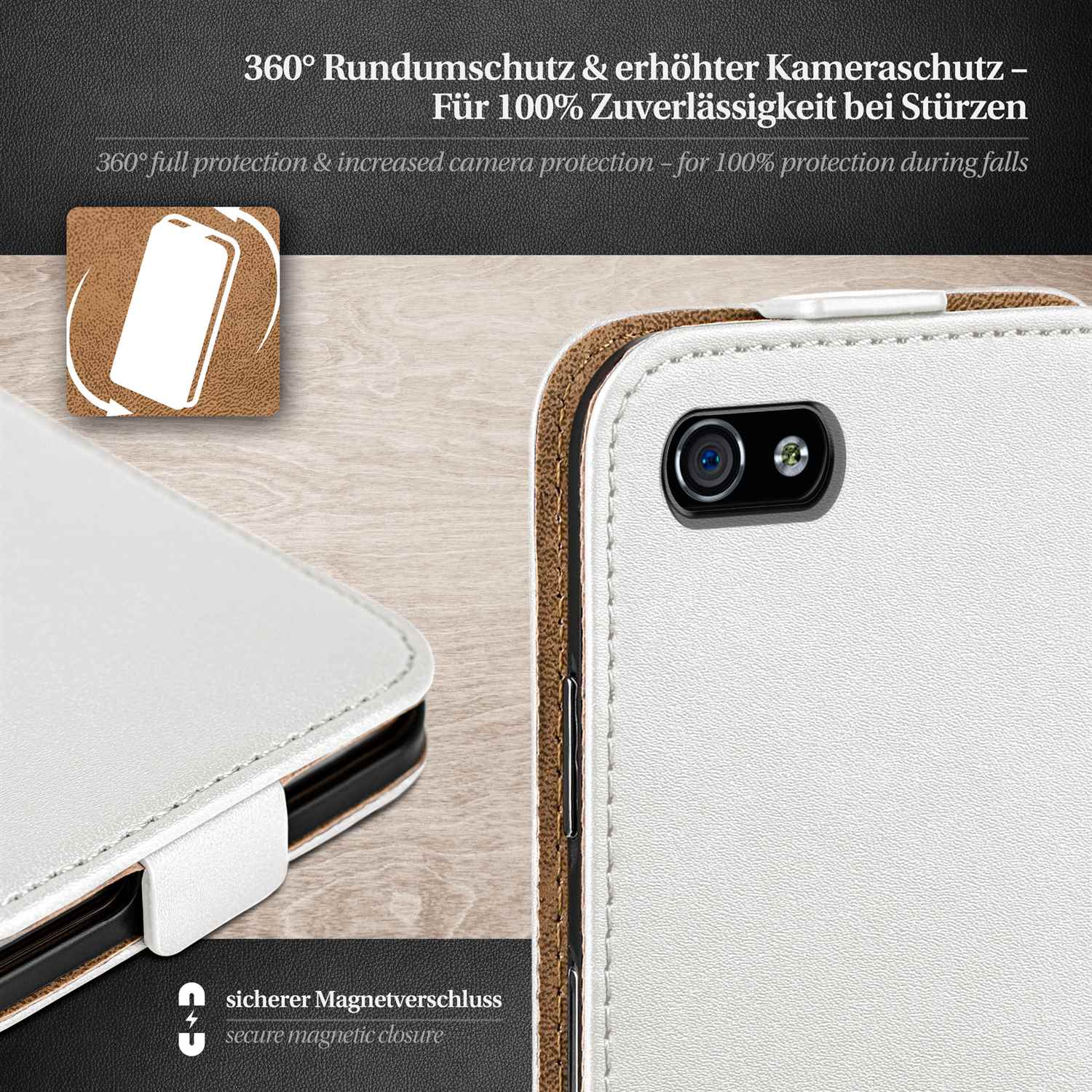 moex Flip Case iPhone 4 Klapphülle Leder Optik – Weiteres Produktbild 2