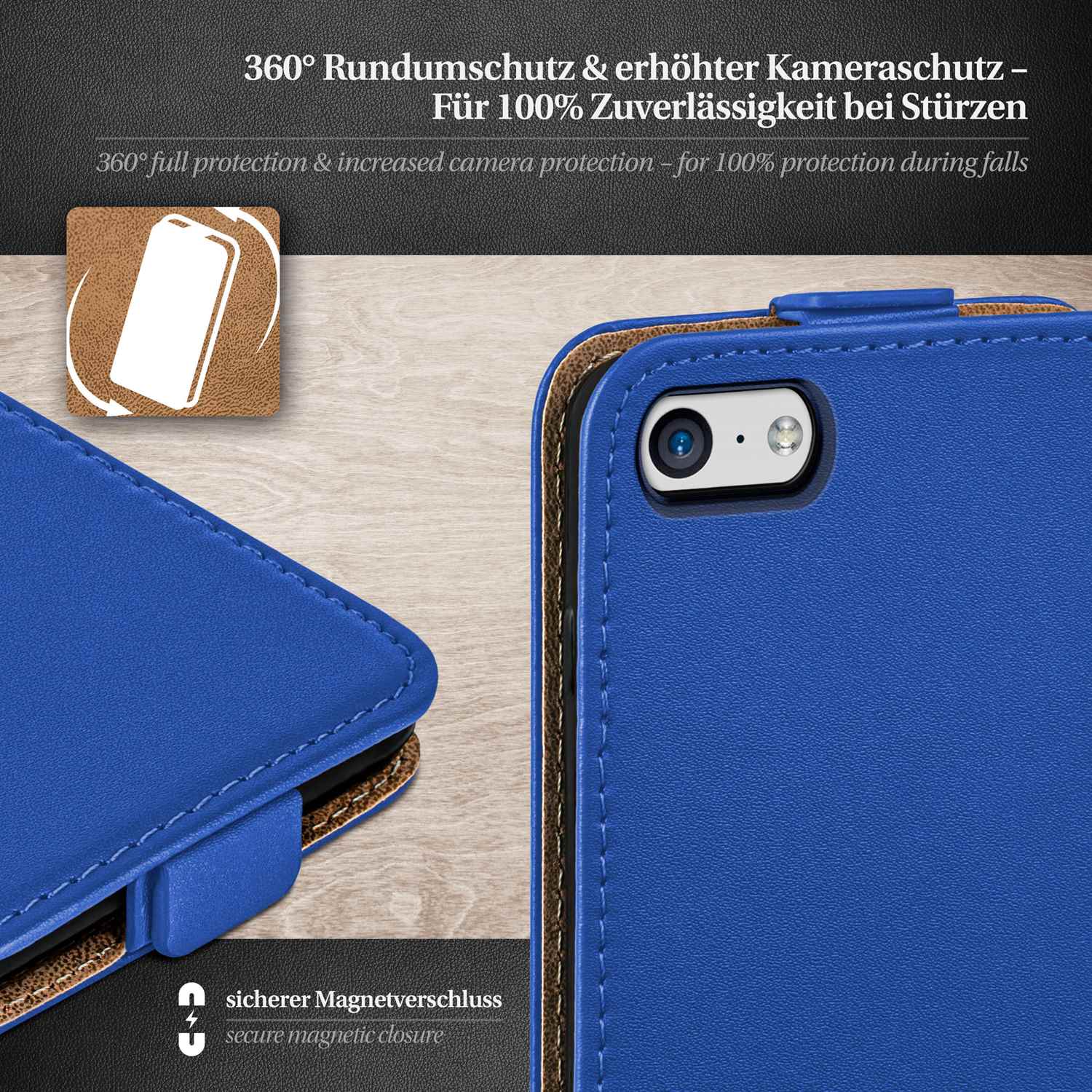 moex Flip Case iPhone 5c Klapphülle Leder Optik – Weiteres Produktbild 2