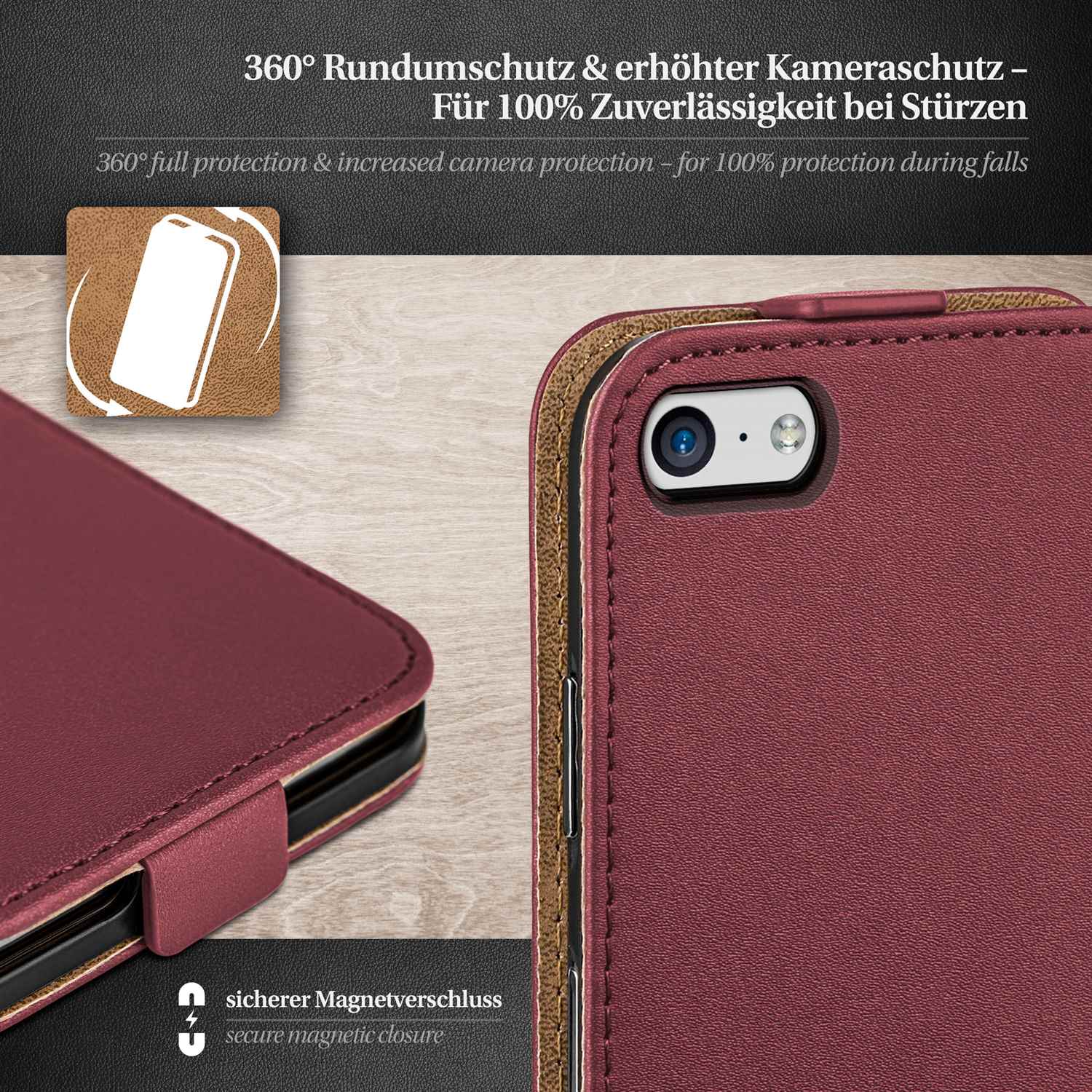 moex Flip Case iPhone 5c Klapphülle Leder Optik – Weiteres Produktbild 2