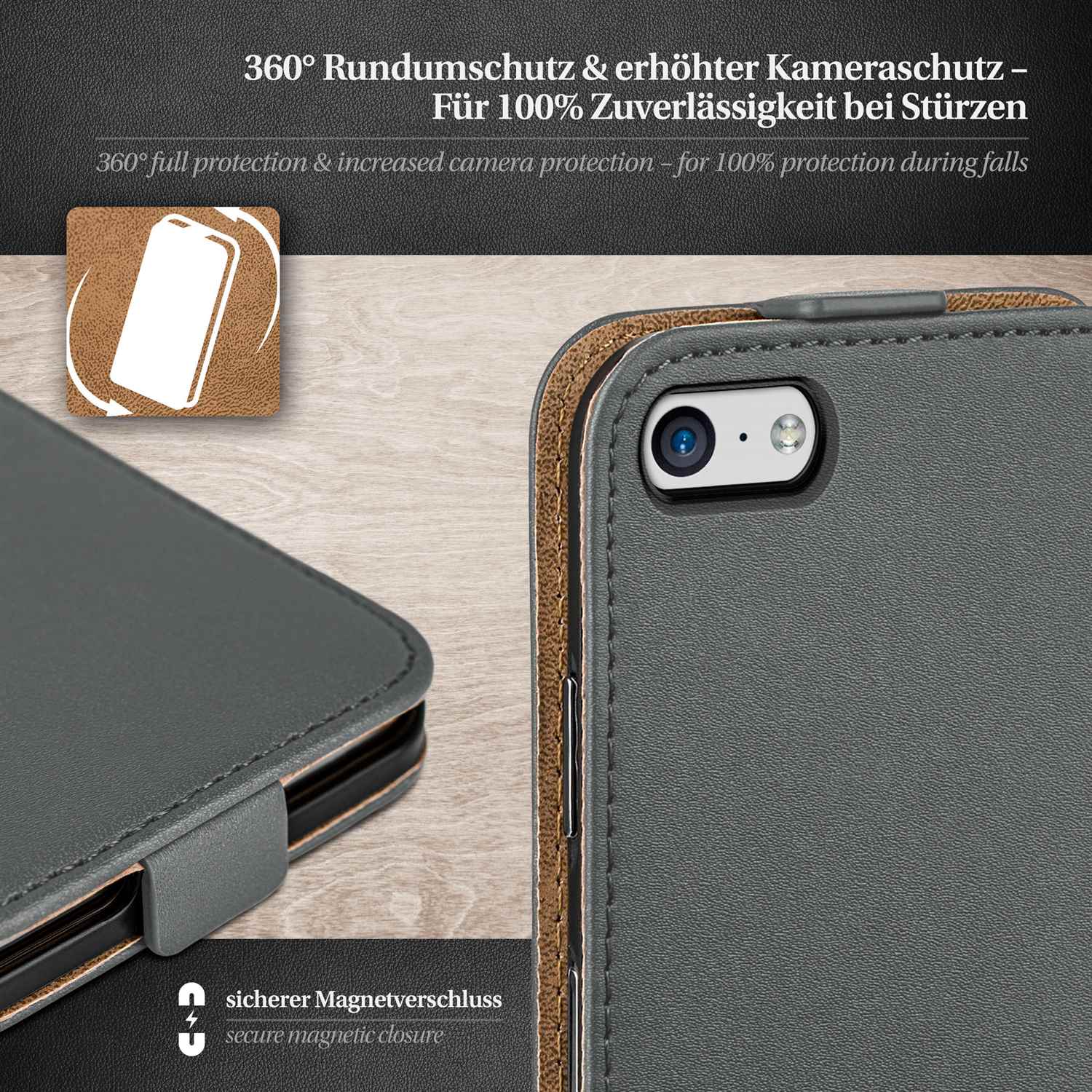 moex Flip Case iPhone 5c Klapphülle Leder Optik – Weiteres Produktbild 2