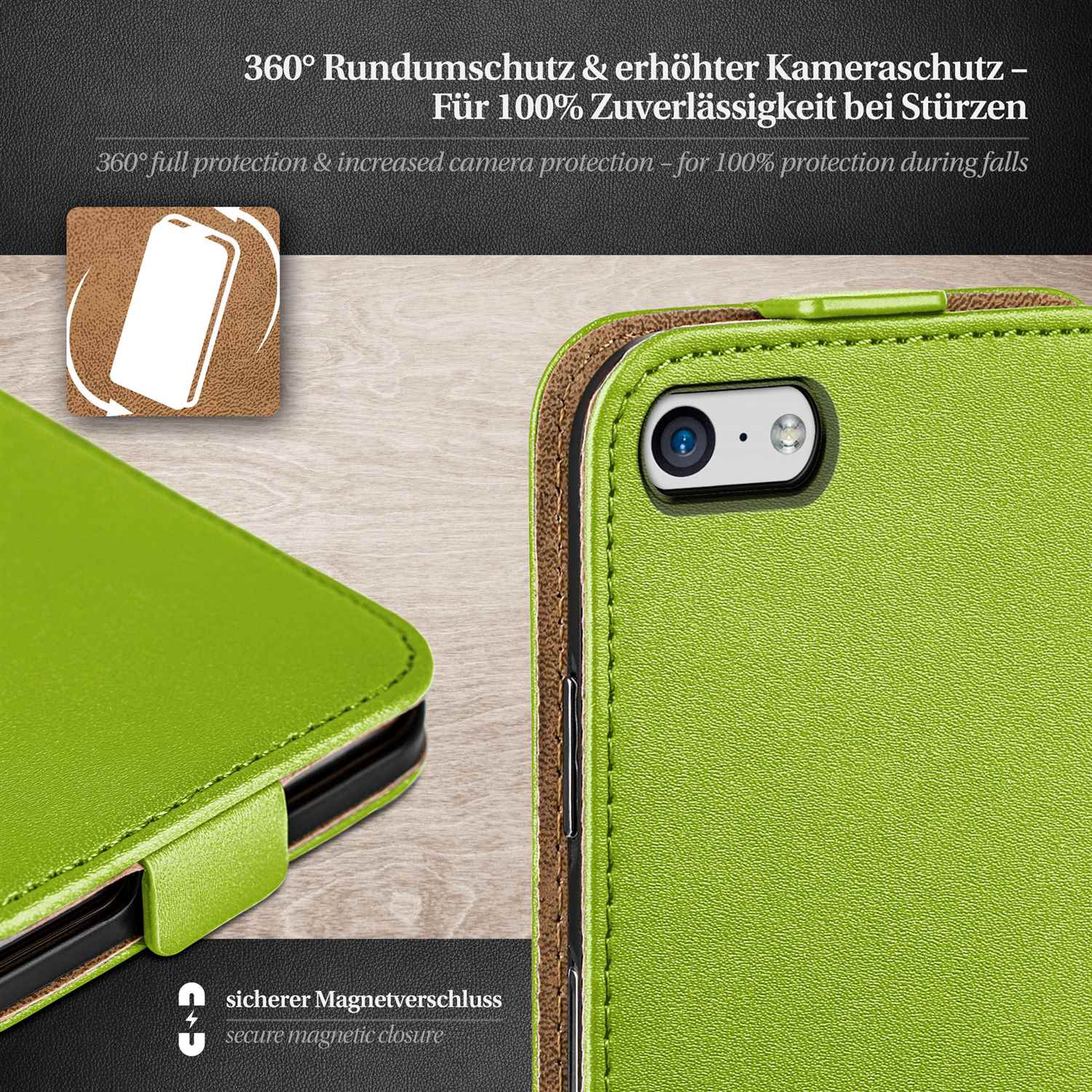 moex Flip Case iPhone 5c Klapphülle Leder Optik – Weiteres Produktbild 2