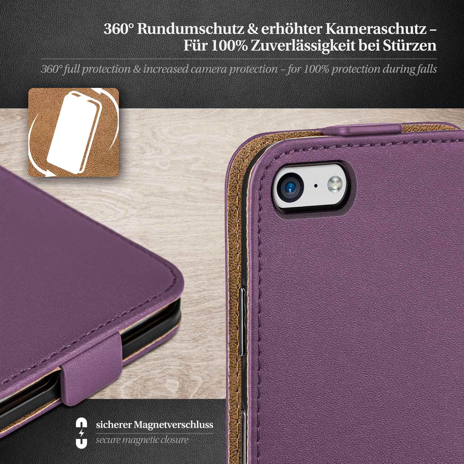 moex Flip Case iPhone 5c Klapphülle Leder Optik – Weiteres Produktbild 2