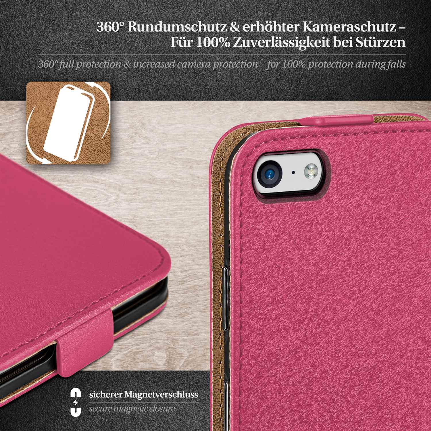moex Flip Case iPhone 5c Klapphülle Leder Optik – Weiteres Produktbild 2