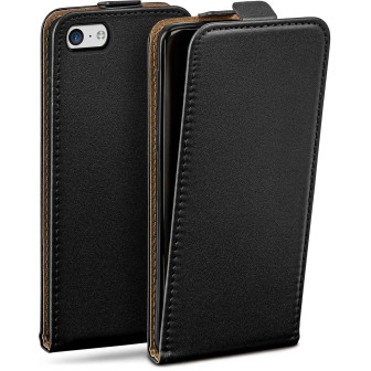 moex Flip Case iPhone 5c Klapphülle Leder Optik – Deep-Black