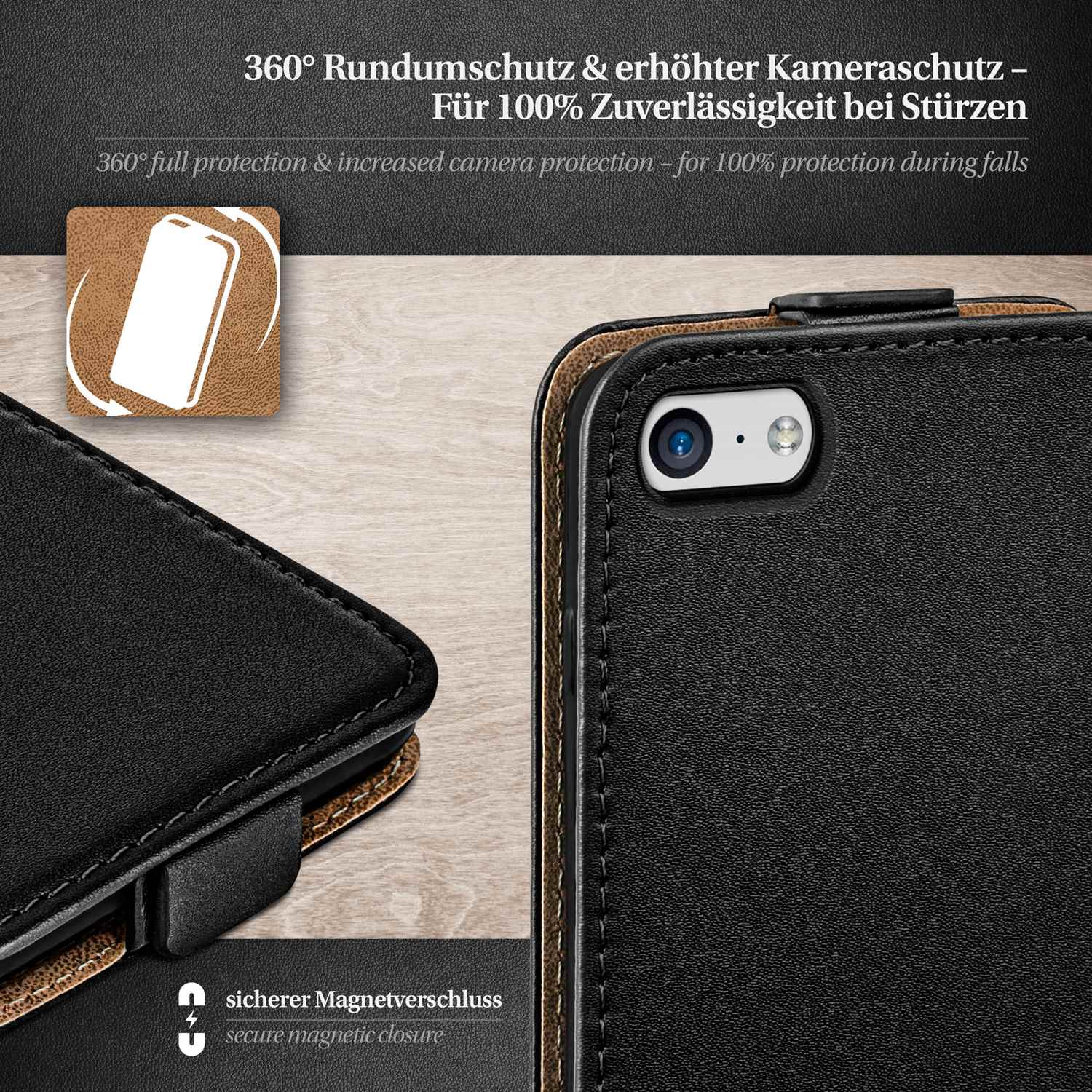 moex Flip Case iPhone 5c Klapphülle Leder Optik – Weiteres Produktbild 2