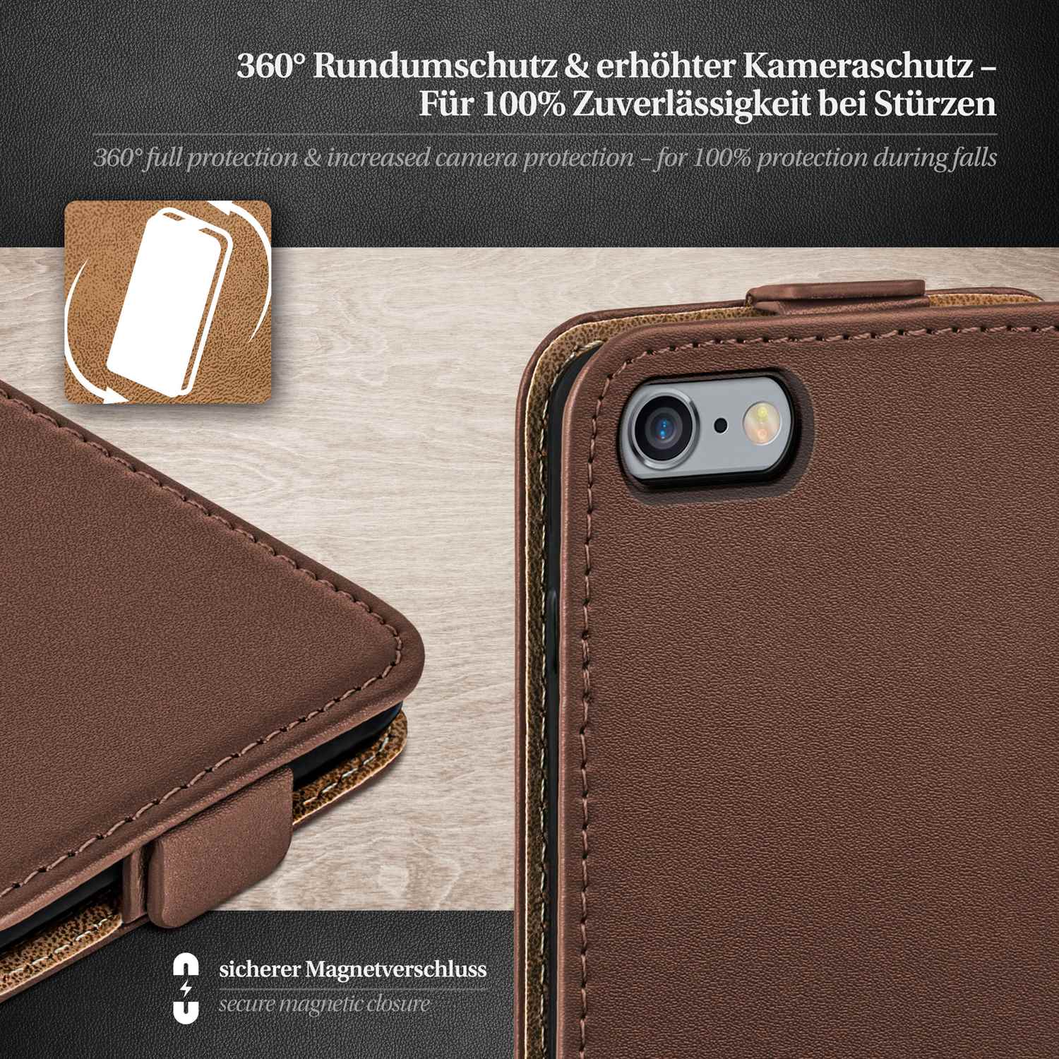 moex Flip Case iPhone 6 Klapphülle Leder Optik – Weiteres Produktbild 2