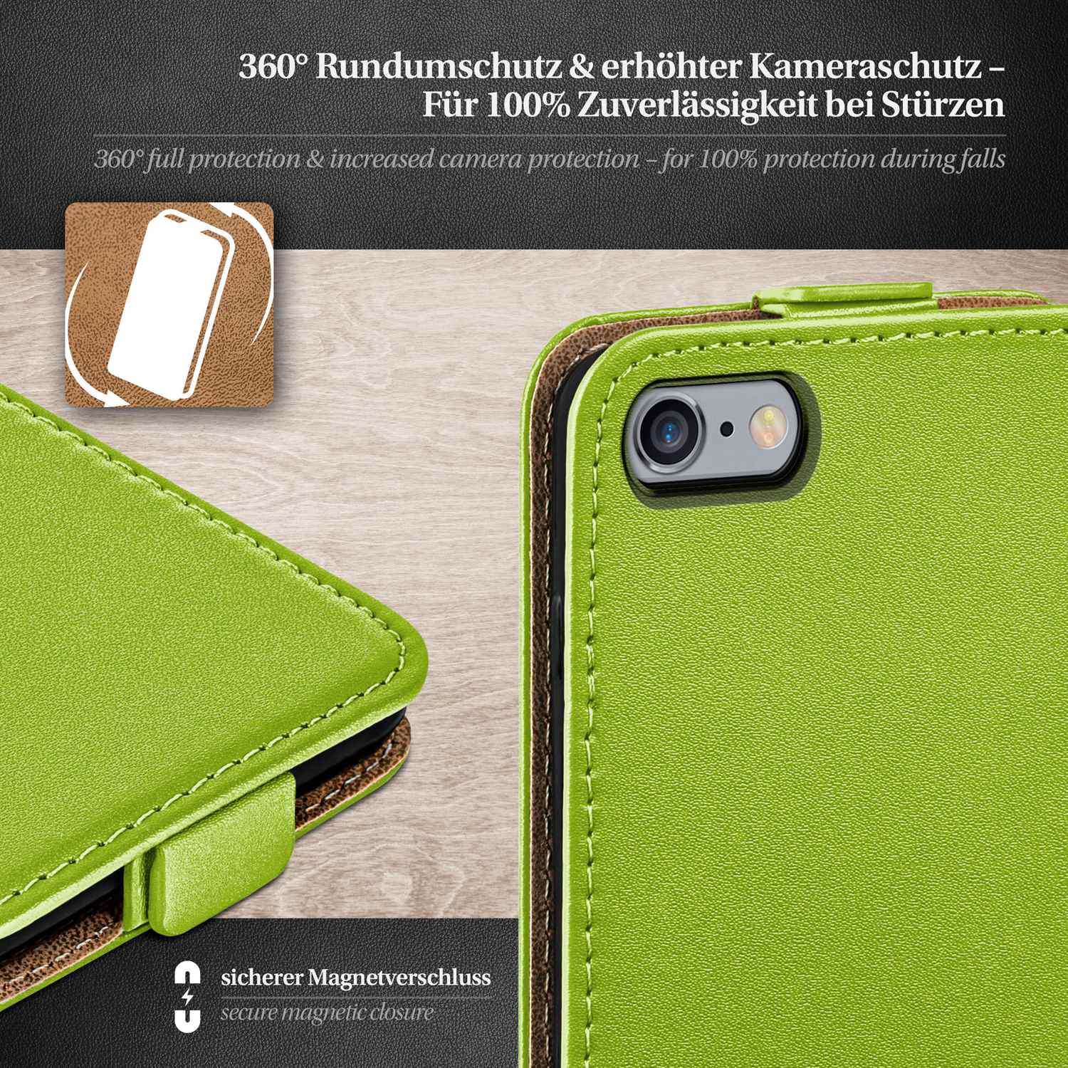 moex Flip Case iPhone 6 Klapphülle Leder Optik – Weiteres Produktbild 2