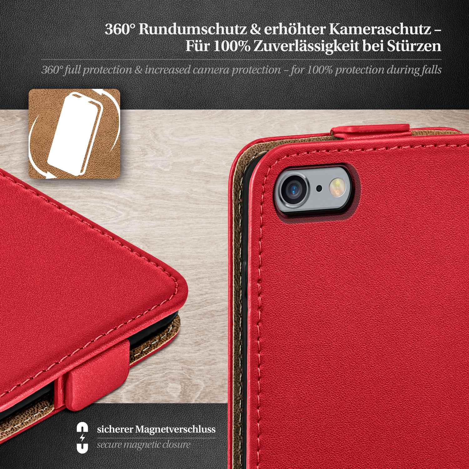 moex Flip Case iPhone 6 Klapphülle Leder Optik – Weiteres Produktbild 2
