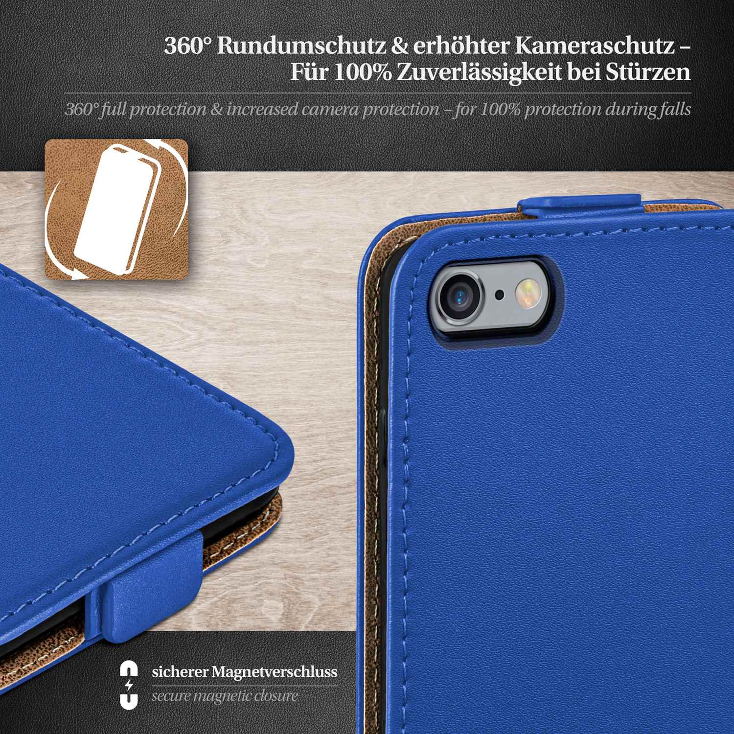 moex Flip Case iPhone 6s Klapphülle Leder Optik – Weiteres Produktbild 3 moex Flip Case iPhone 6s Klapphülle Leder Optik – Weiteres Produktbild 3