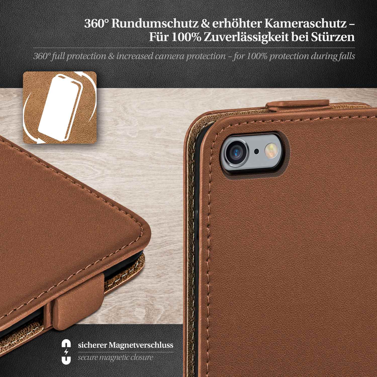 moex Flip Case iPhone 6s Klapphülle Leder Optik – Weiteres Produktbild 3 moex Flip Case iPhone 6s Klapphülle Leder Optik – Weiteres Produktbild 3