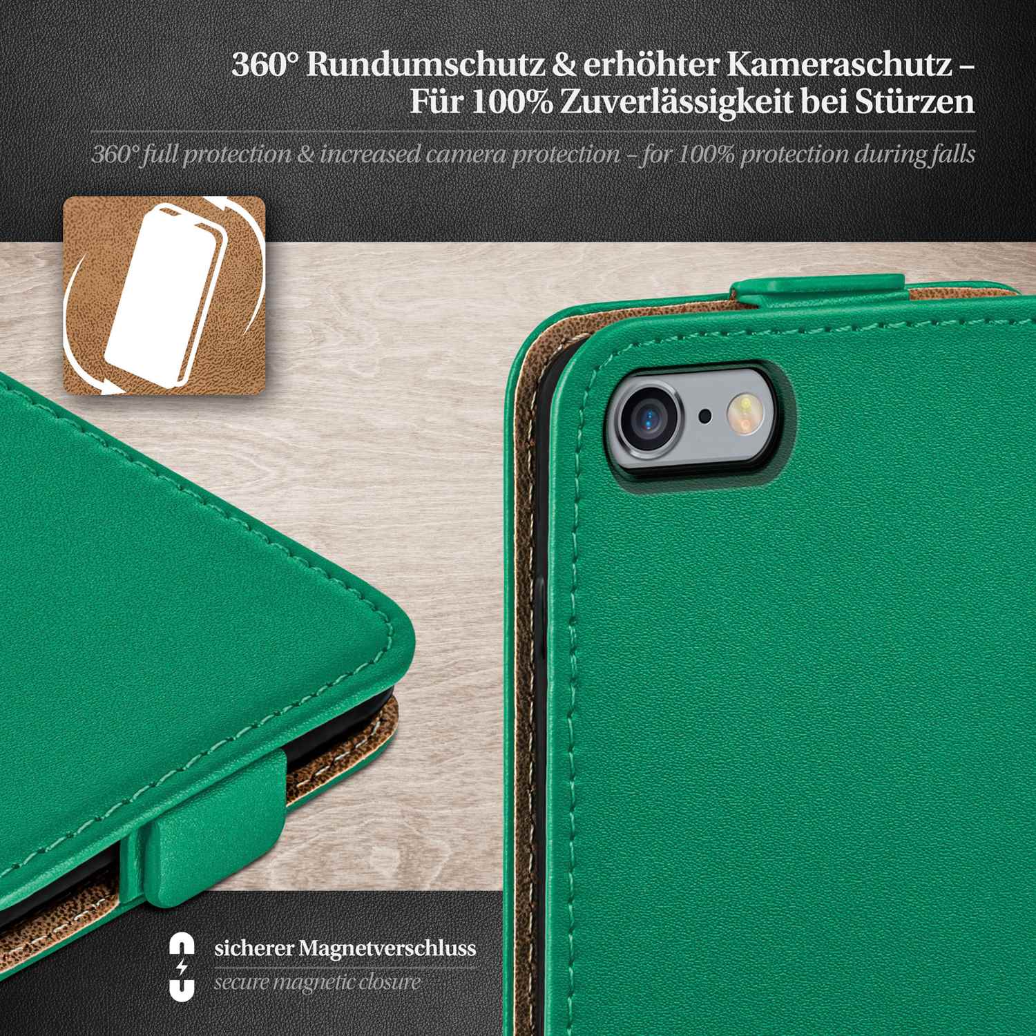 moex Flip Case iPhone 6s Klapphülle Leder Optik – Weiteres Produktbild 3 moex Flip Case iPhone 6s Klapphülle Leder Optik – Weiteres Produktbild 3