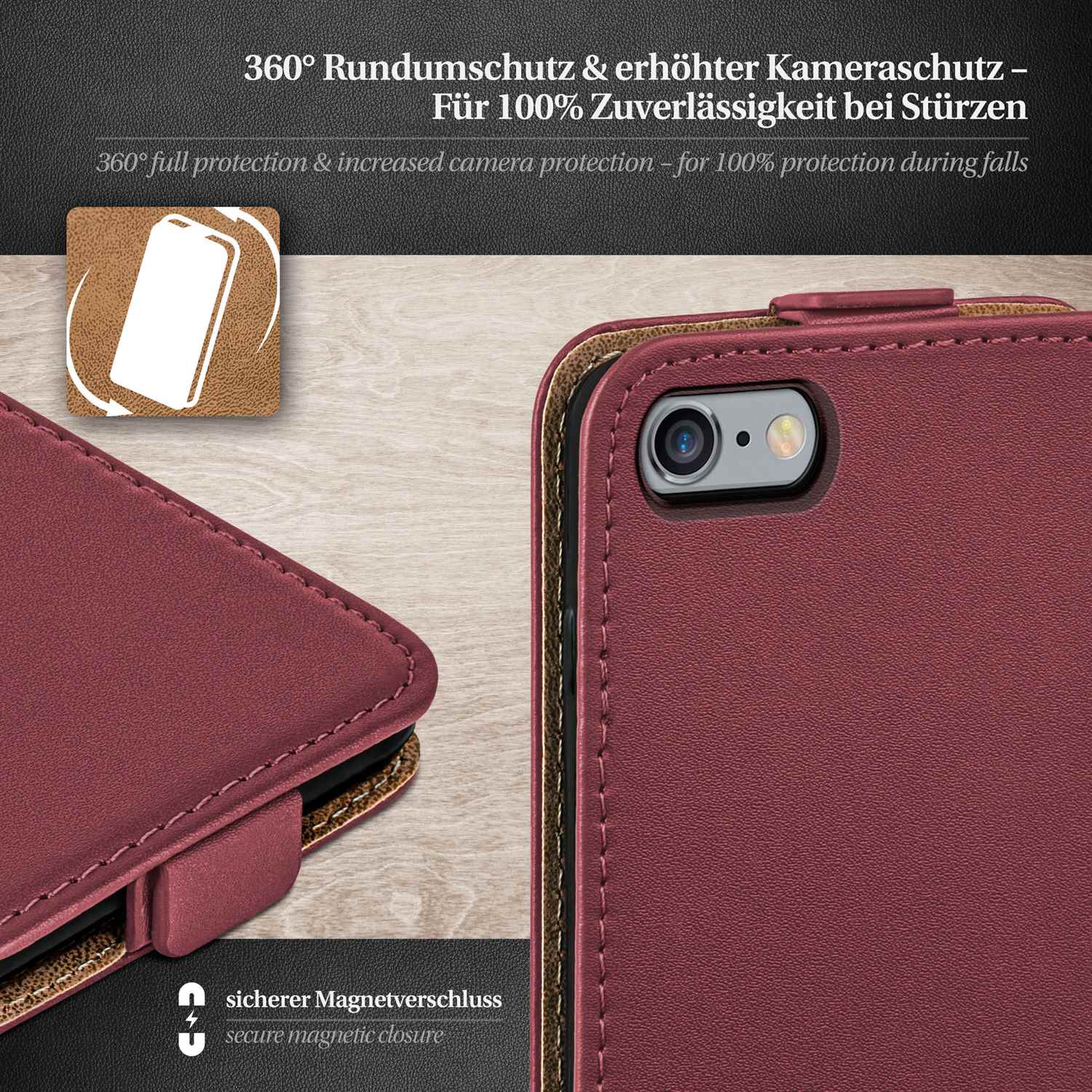 moex Flip Case iPhone 6s Klapphülle Leder Optik – Weiteres Produktbild 3 moex Flip Case iPhone 6s Klapphülle Leder Optik – Weiteres Produktbild 3