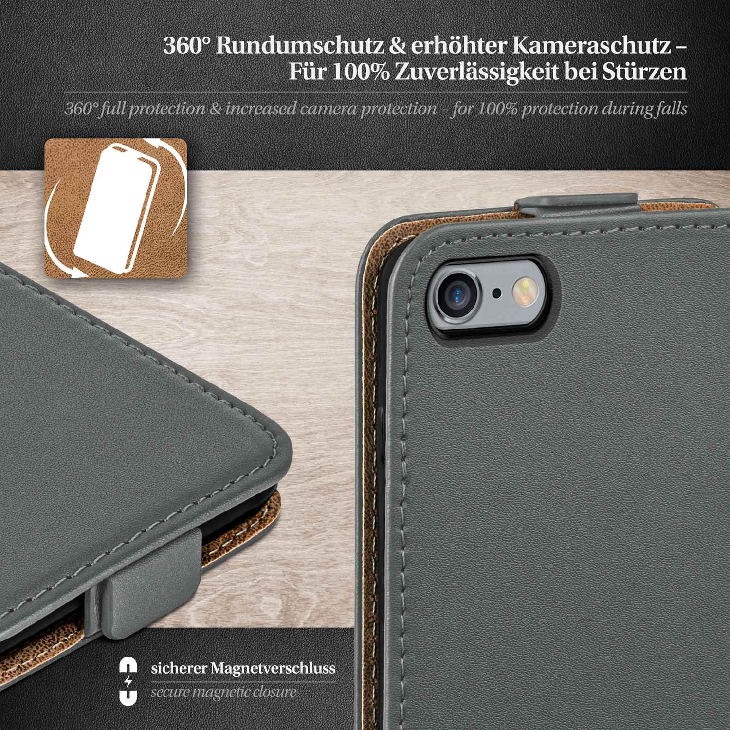 moex Flip Case iPhone 6s Klapphülle Leder Optik – Weiteres Produktbild 3 moex Flip Case iPhone 6s Klapphülle Leder Optik – Weiteres Produktbild 3