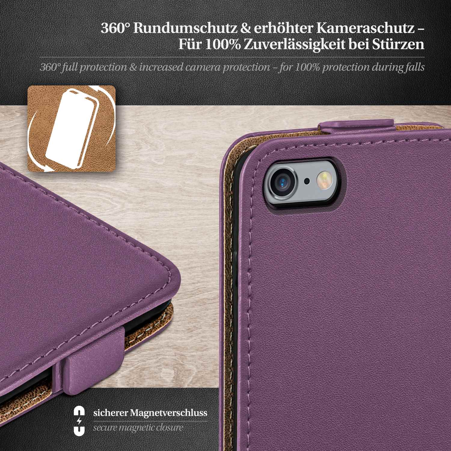 moex Flip Case iPhone 6s Klapphülle Leder Optik – Weiteres Produktbild 3 moex Flip Case iPhone 6s Klapphülle Leder Optik – Weiteres Produktbild 3
