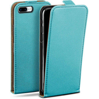 moex moex Flip Case iPhone 7 Plus Klapphülle Leder Optik – Aqua-Cyan