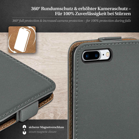 moex Flip Case iPhone 8 Plus Klapphülle Leder Optik – Weiteres Produktbild 3
