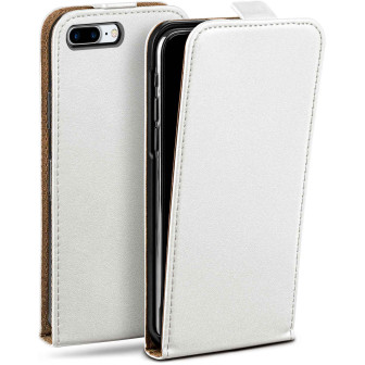 moex moex Flip Case iPhone 8 Plus Klapphülle Leder Optik – Pearl-White