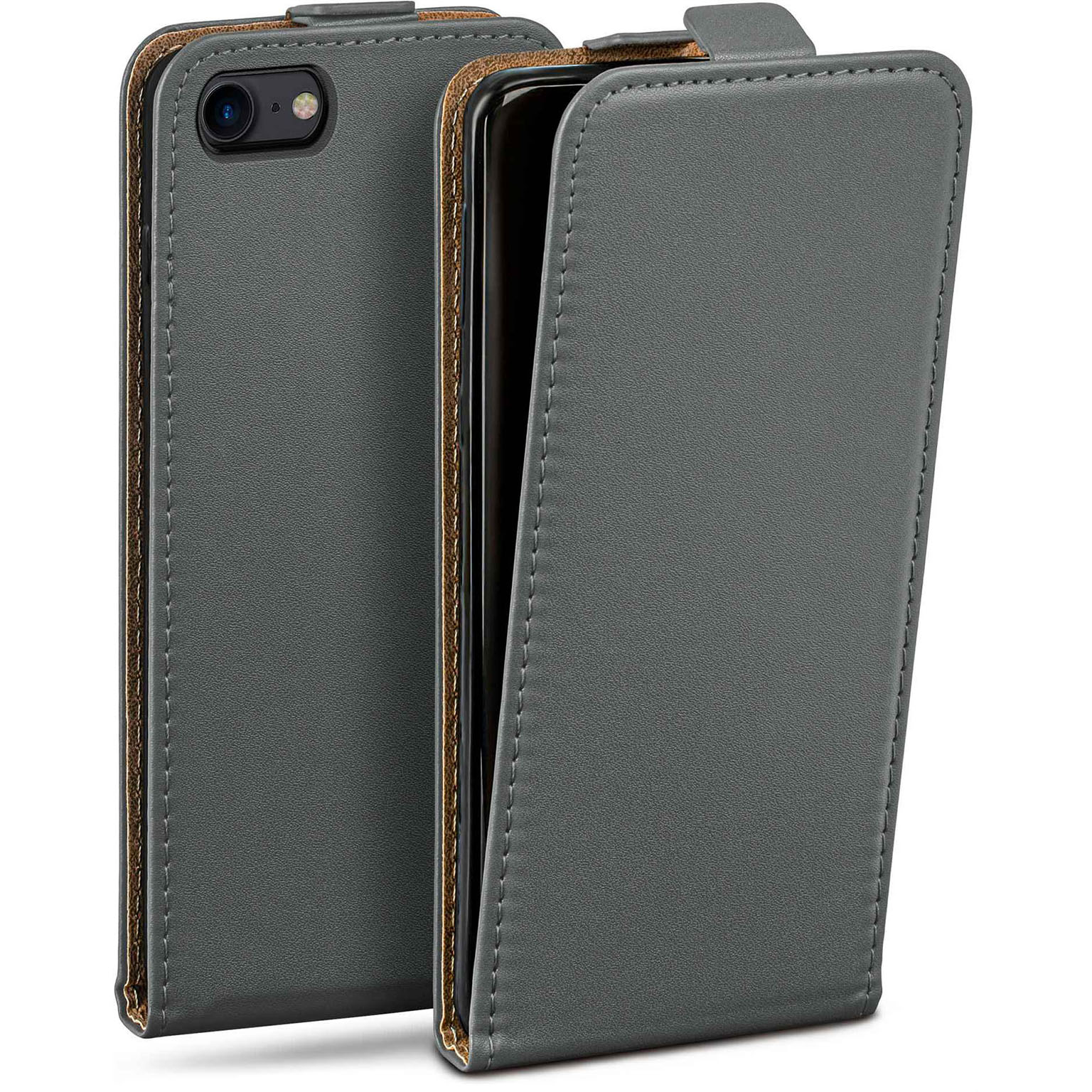 moex Flip Case iPhone 8 Klapphülle Leder Optik – Weiteres Produktbild 1