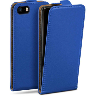 moex moex Flip Case iPhone SE (2016) Klapphülle Leder Optik – Royal-Blue