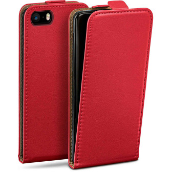 moex moex Flip Case iPhone SE (2016) Klapphülle Leder Optik – Blazing-Red