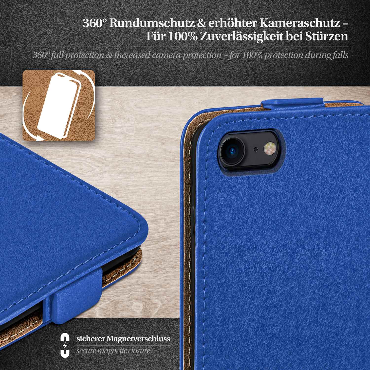 moex Flip Case iPhone SE (2020) Klapphülle Leder Optik – Weiteres Produktbild 3