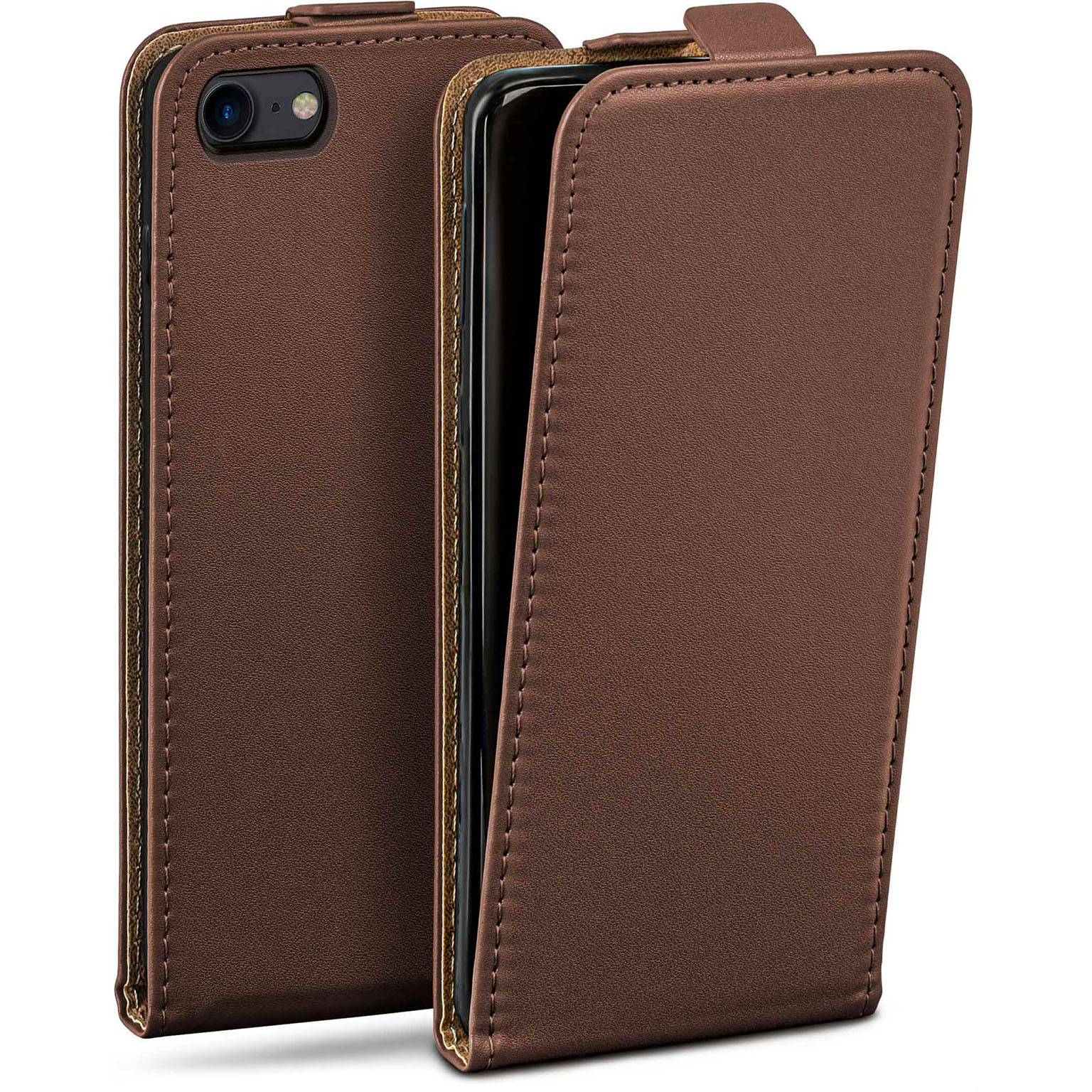 moex Flip Case iPhone SE (2020) Klapphülle Leder Optik – Weiteres Produktbild 1