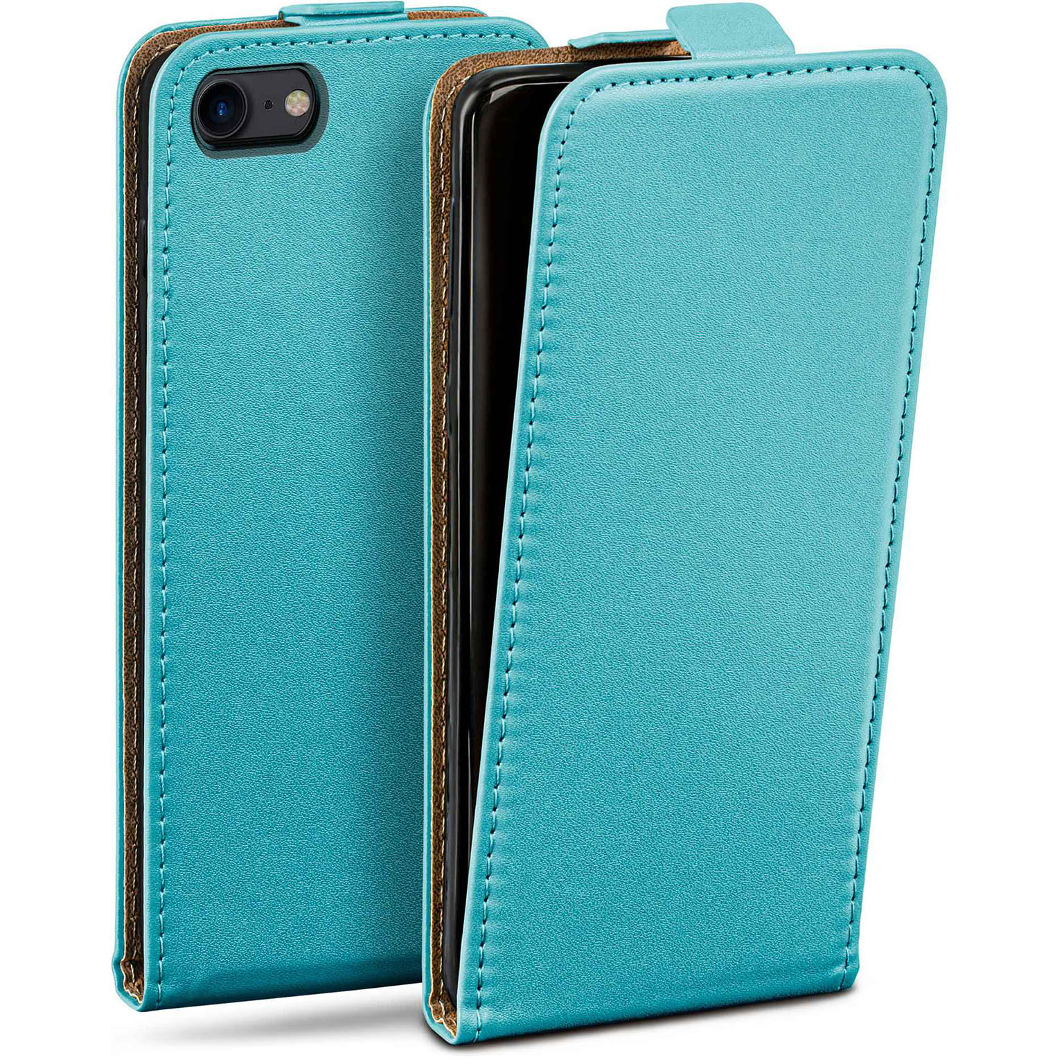 moex Flip Case iPhone SE (2020) Klapphülle Leder Optik – Weiteres Produktbild 1