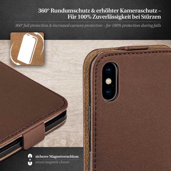 moex Flip Case iPhone X Klapphülle Leder Optik – Weiteres Produktbild 3