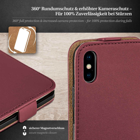 moex Flip Case iPhone X Klapphülle Leder Optik – Weiteres Produktbild 3