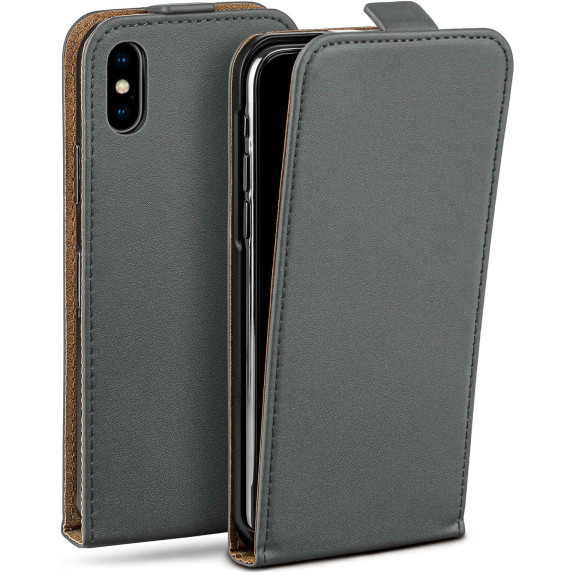 moex Flip Case iPhone X Klapphülle Leder Optik – Weiteres Produktbild 1