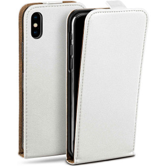 moex moex Flip Case iPhone X Klapphülle Leder Optik – Pearl-White