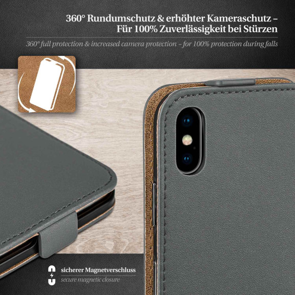 moex Flip Case iPhone XS Klapphülle Leder Optik – Weiteres Produktbild 3 moex Flip Case iPhone XS Klapphülle Leder Optik – Weiteres Produktbild 3