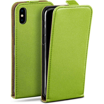 moex moex Flip Case iPhone XS Klapphülle Leder Optik – Lime-Green