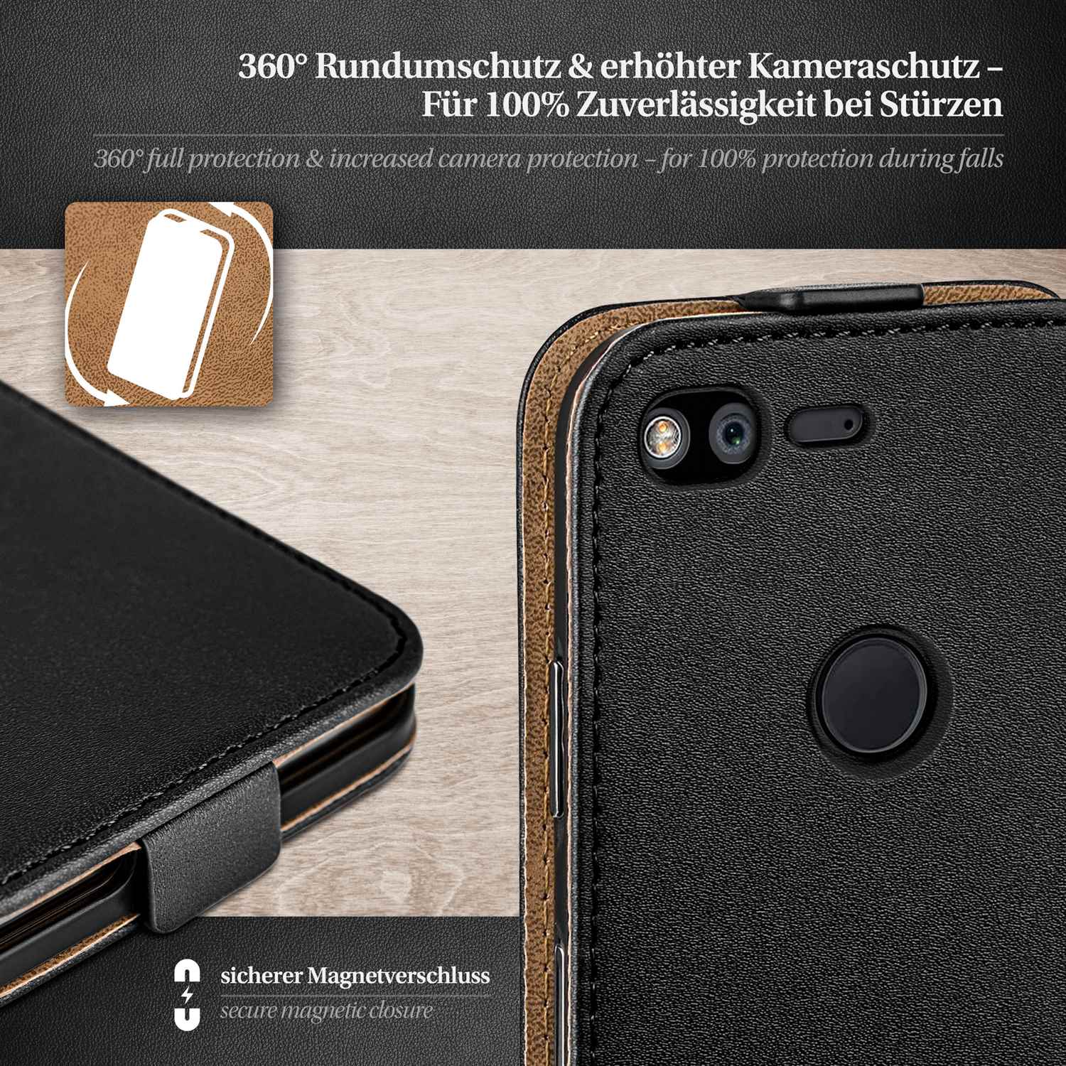 moex Flip Case Google Pixel XL Klapphülle Leder Optik – Weiteres Produktbild 3