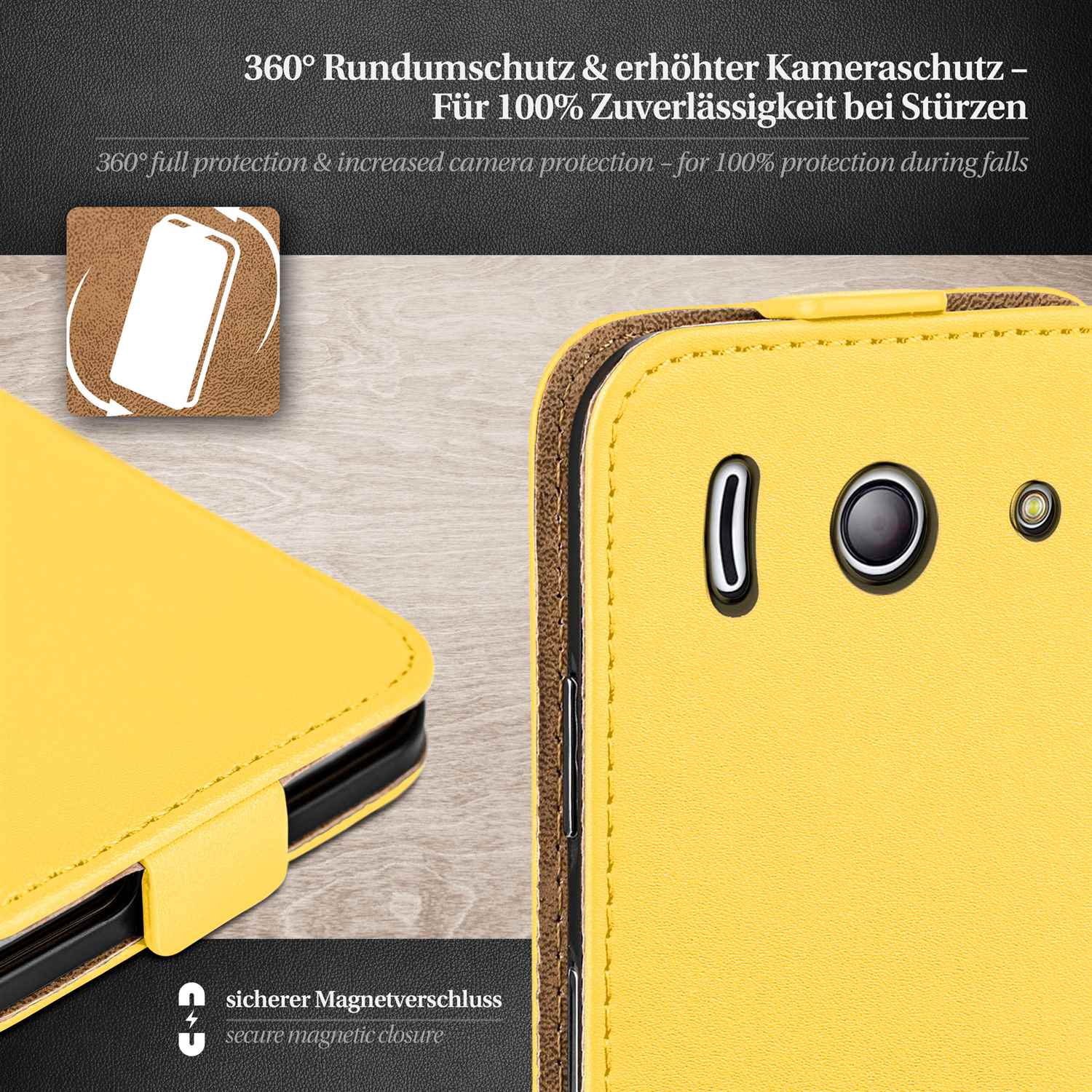 moex Flip Case Huawei Ascend Y300 Klapphülle Leder Optik – Weiteres Produktbild 2
