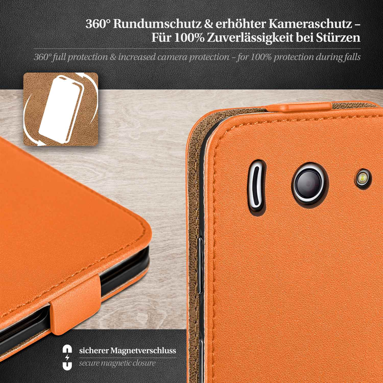 moex Flip Case Huawei Ascend Y300 Klapphülle Leder Optik – Weiteres Produktbild 2