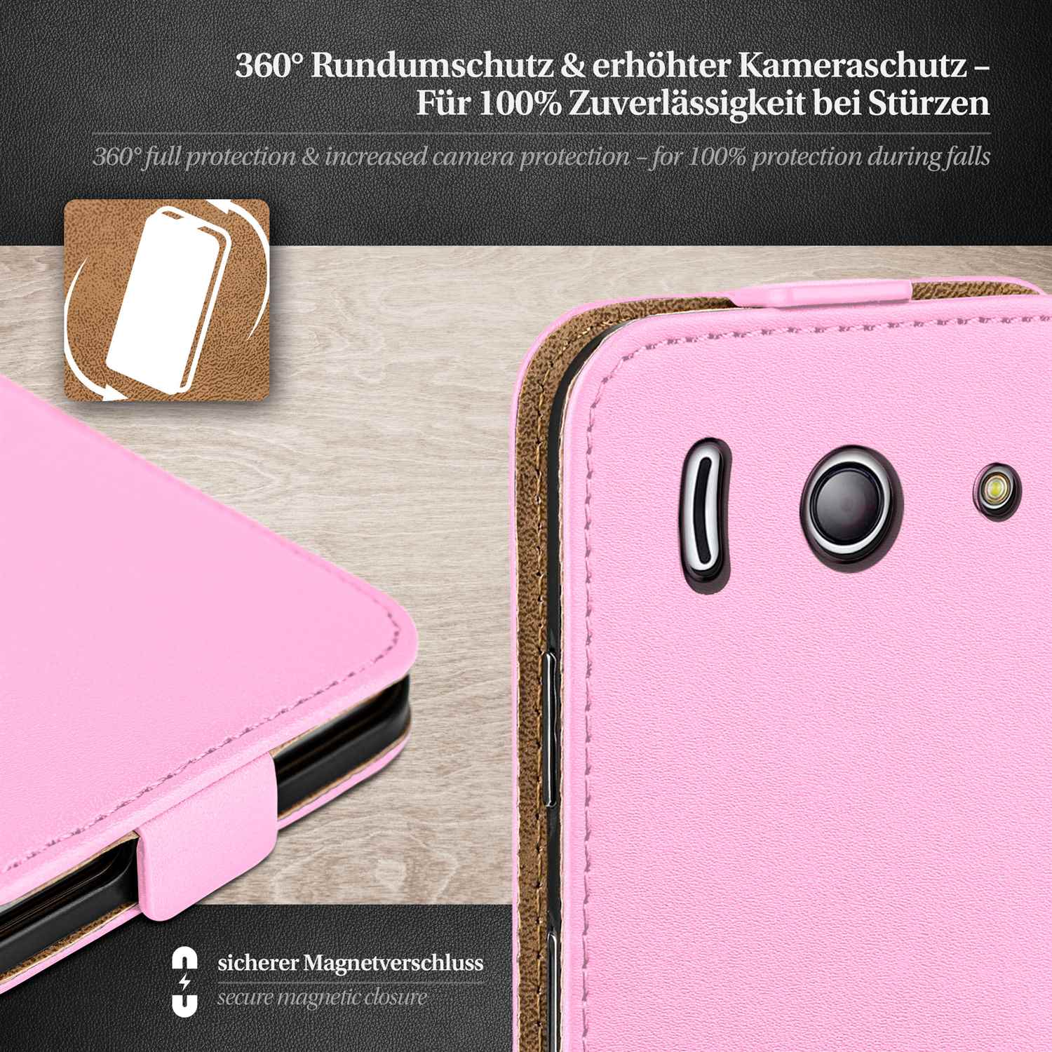 moex Flip Case Huawei Ascend Y300 Klapphülle Leder Optik – Weiteres Produktbild 2