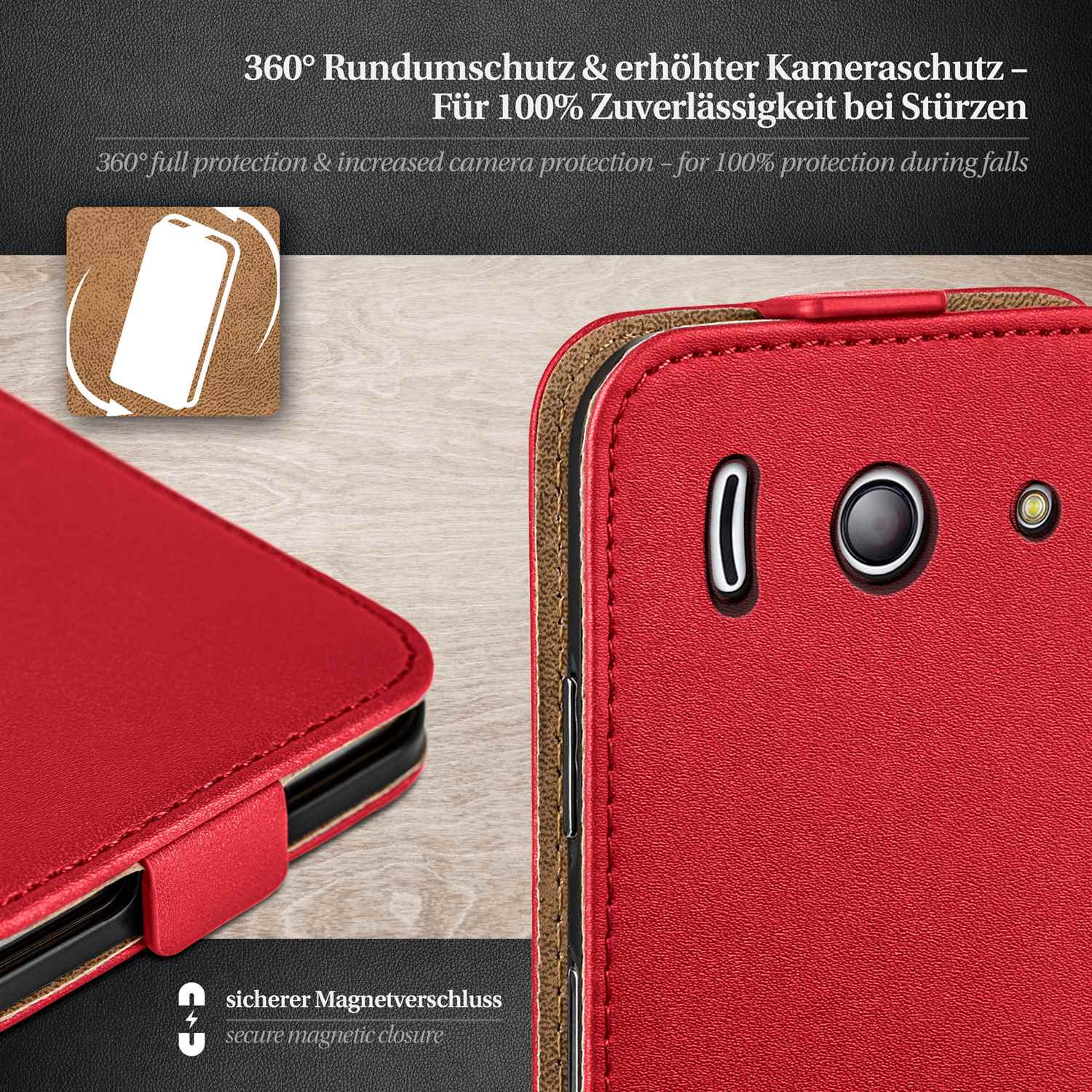 moex Flip Case Huawei Ascend Y300 Klapphülle Leder Optik – Weiteres Produktbild 2
