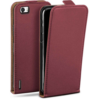 moex moex Flip Case Huawei Honor 6 Klapphülle Leder Optik – Maroon-Red