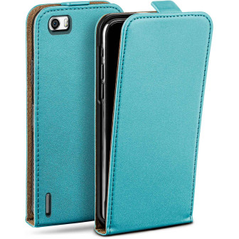 moex moex Flip Case Huawei Honor 6 Klapphülle Leder Optik – Aqua-Cyan