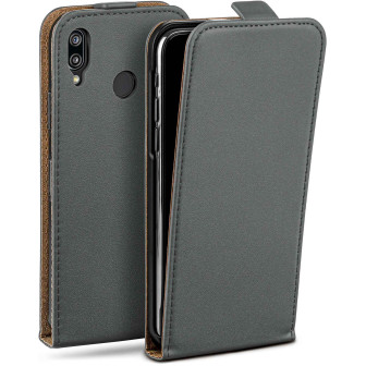 moex moex Flip Case Huawei P20 Lite Klapphülle Leder Optik – Anthracite-Gray