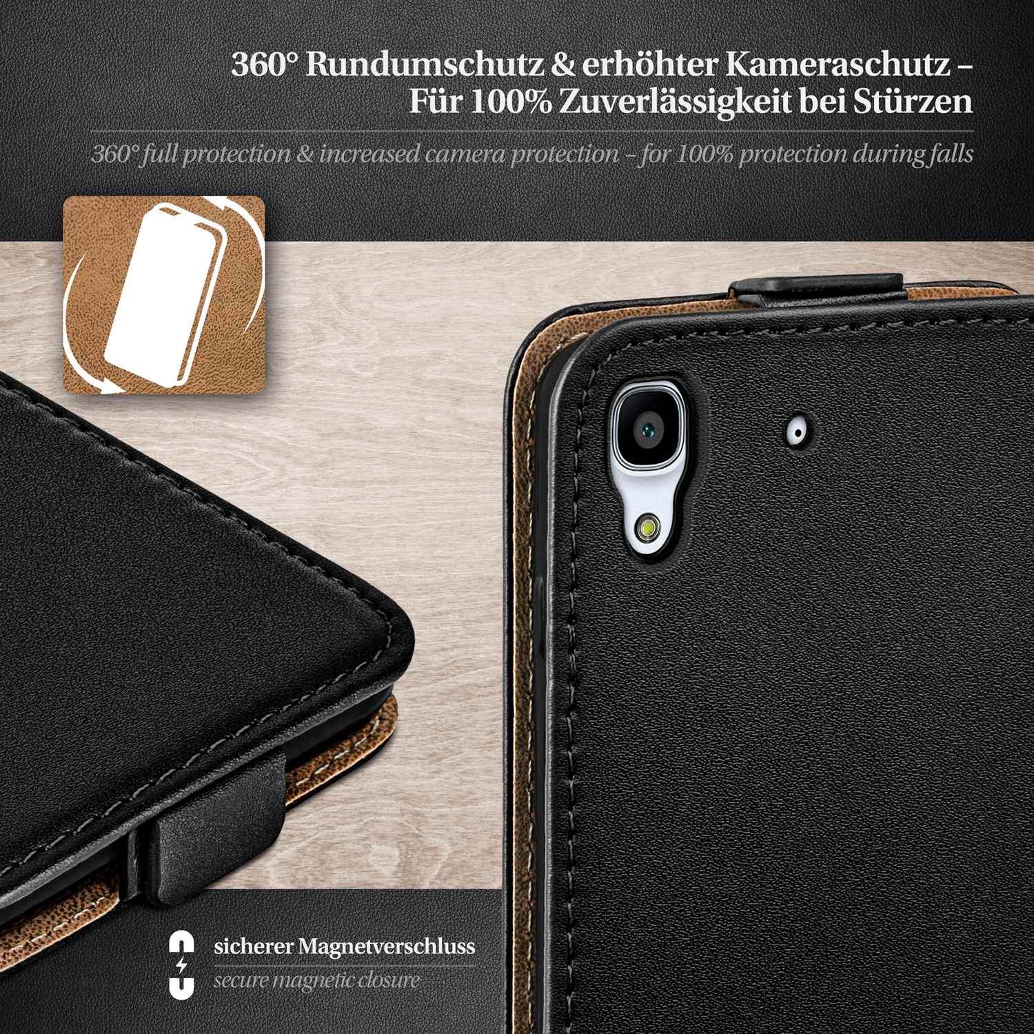 moex Flip Case Huawei Y6 (2015) Klapphülle Leder Optik – Weiteres Produktbild 3