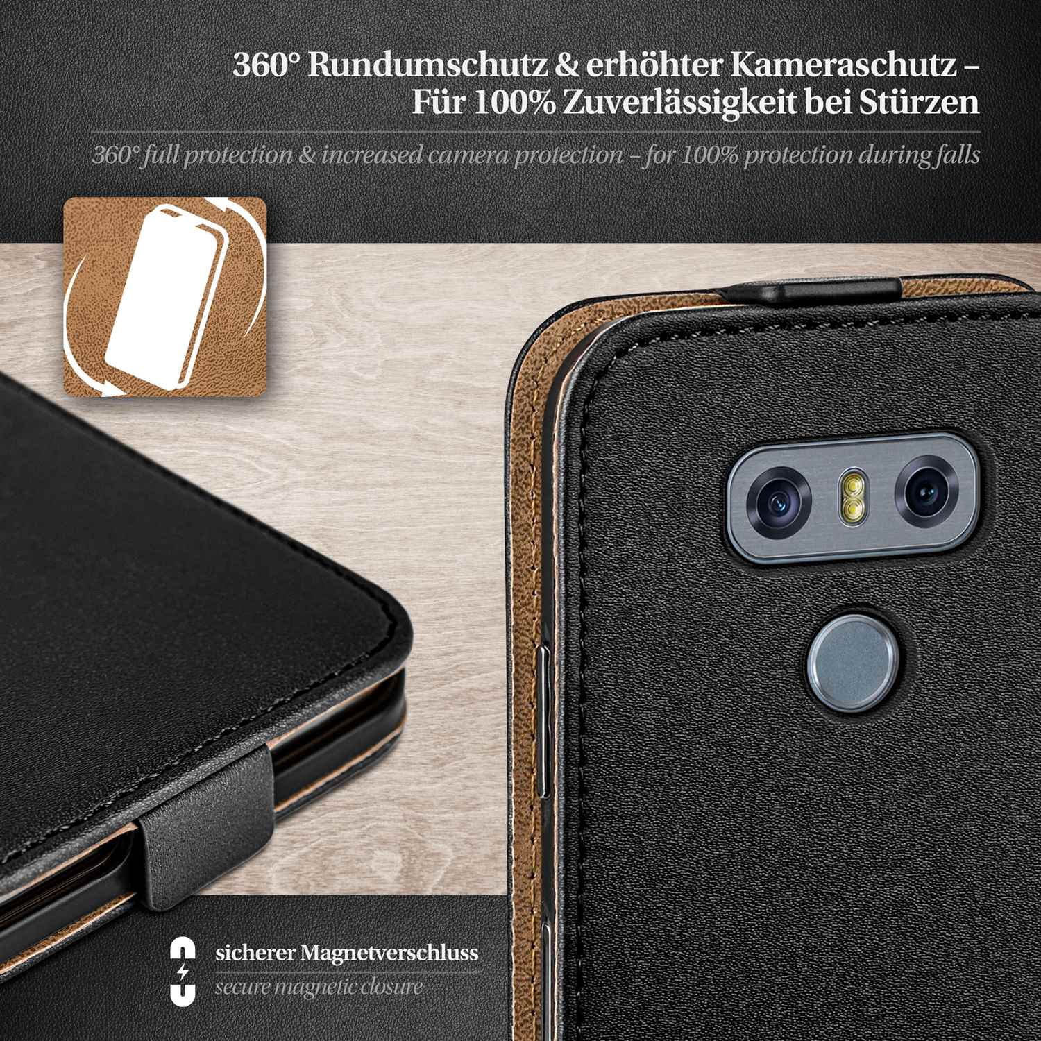 moex Flip Case LG G6 Klapphülle Leder Optik – Weiteres Produktbild 3 moex Flip Case LG G6 Klapphülle Leder Optik – Weiteres Produktbild 3