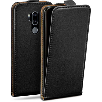 moex Flip Case LG G7 ThinQ Klapphülle Leder Optik – Deep-Black